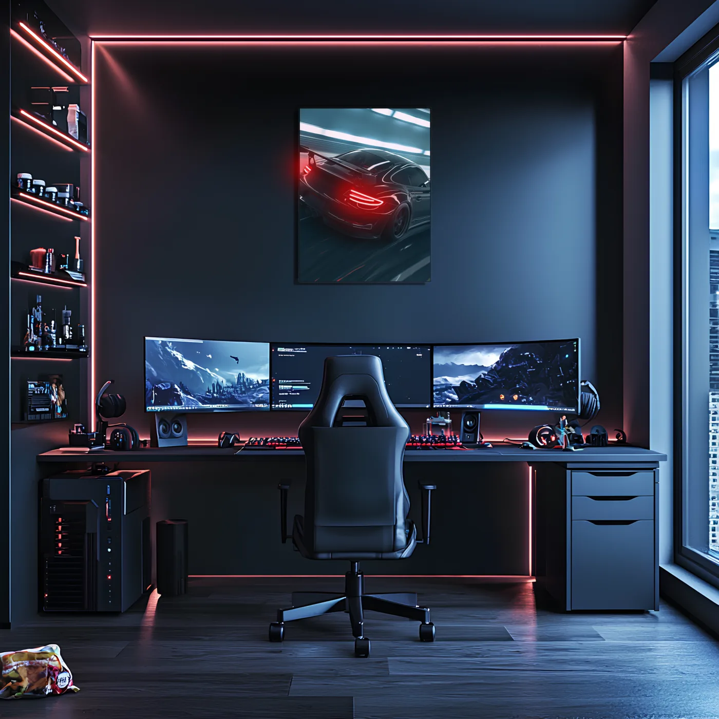 Siyah GT3 Tarzı UV Baskı Neon Duvar Dekoru | Pleksi Işıklı Yarış Araba Tablo | Modern Ev ve Ofis Dekoru — görsel 6