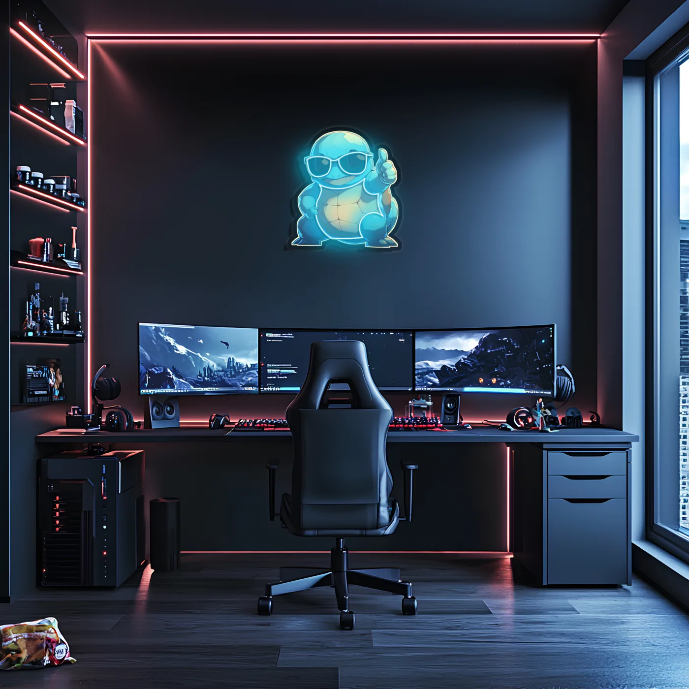 Squirtle Neon Duvar Dekoru | Anime Temalı Işıklı Pleksi Tablo | Gamer Room ve Çocuk Odası İçin LED Duvar Sanatı — görsel 4