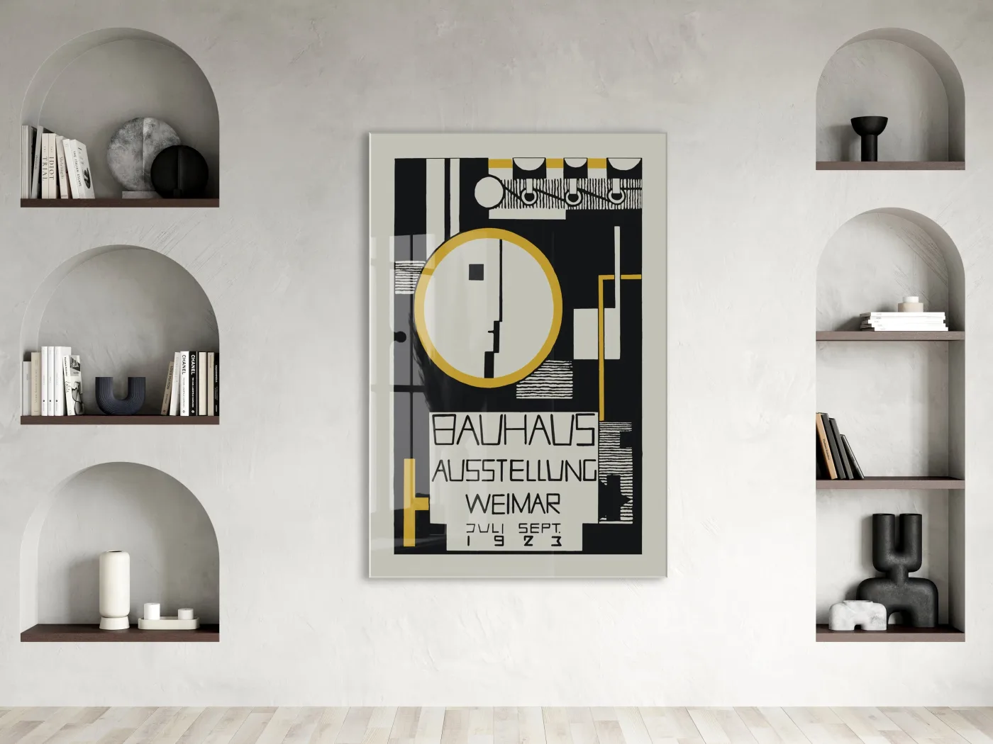 Bauhaus Tarzı Geometrik Cam Tablo | Minimalist Modern UV Baskılı Temperli Cam Duvar Dekoru - Peony162 — görsel 2