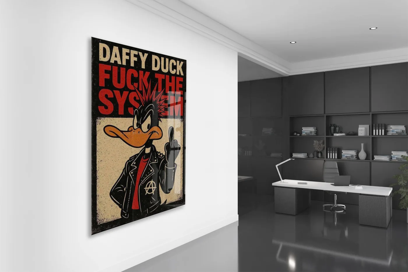 Daffy Duck Fuck The System Cam Tablo – Punk Temalı Duvar Dekorasyonu - Peony109 — görsel 5