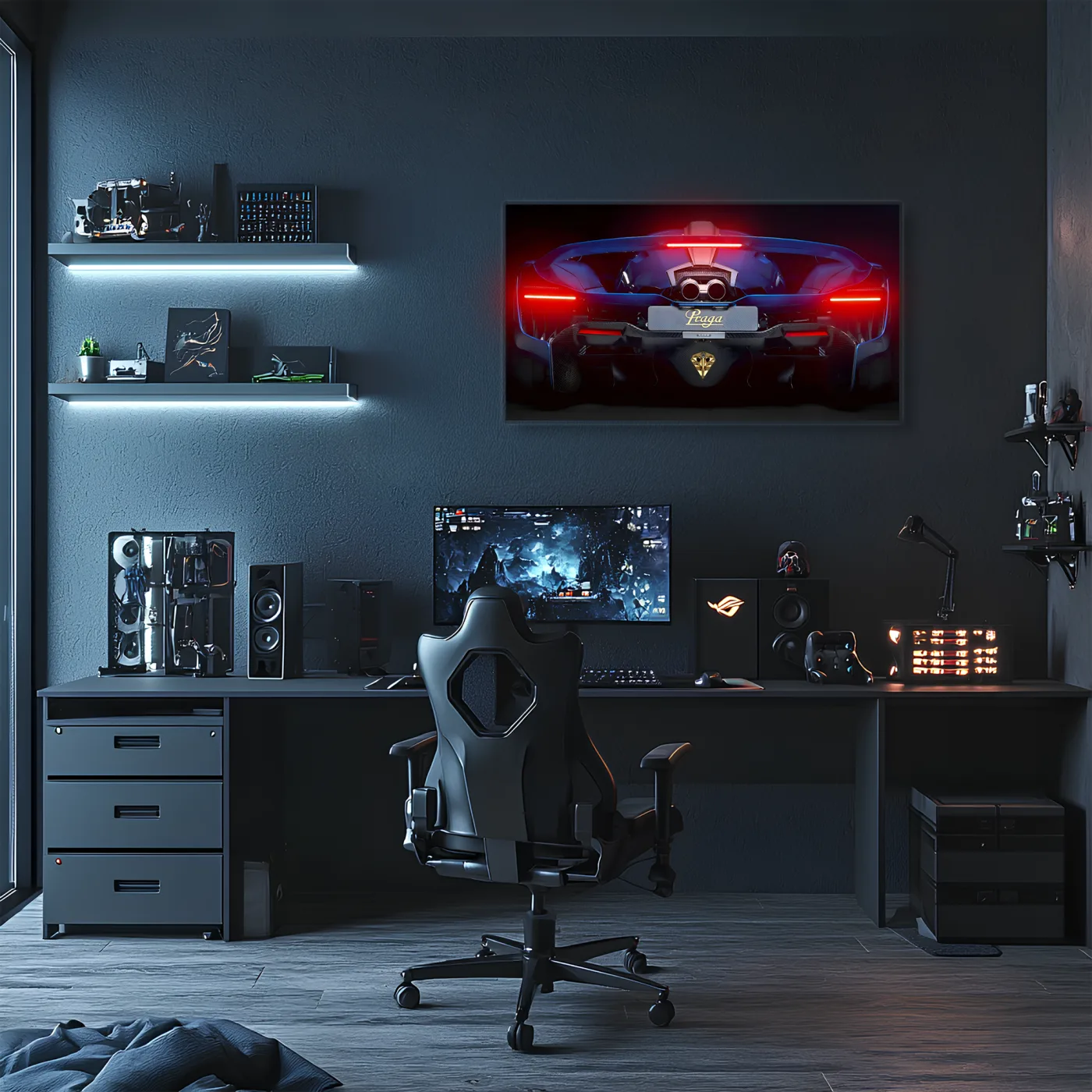 Pagani Tarzı UV Baskı Neon Duvar Dekoru | Pleksi Işıklı Süper Araba Tablo | Gamer Room Duvar Sanatı — görsel 2