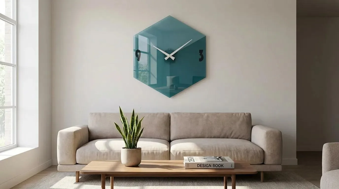 Vetra | Pleksi Duvar Saati 40x40 cm | UV Baskılı Modern Geometrik Saat — görsel 3