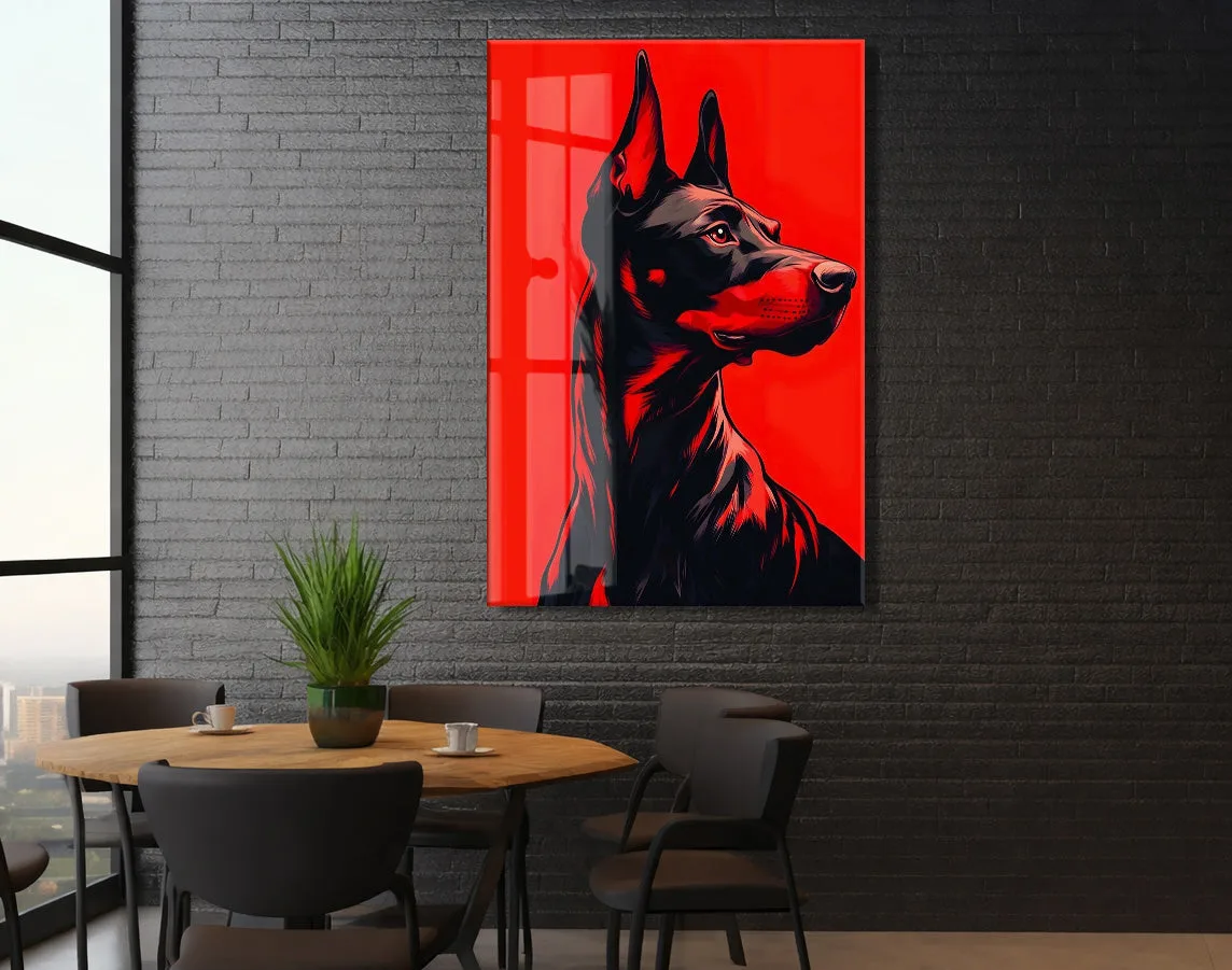 Doberman Portre – Kırmızı Arka Plan Modern Duvar Tablosu - Peony139 — görsel 6