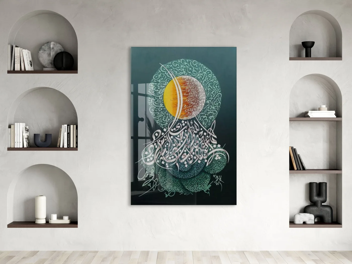 Sanatsal Hat Kompozisyonu – Modern İslami Cam Tablo - PeonyDini187 — görsel 2