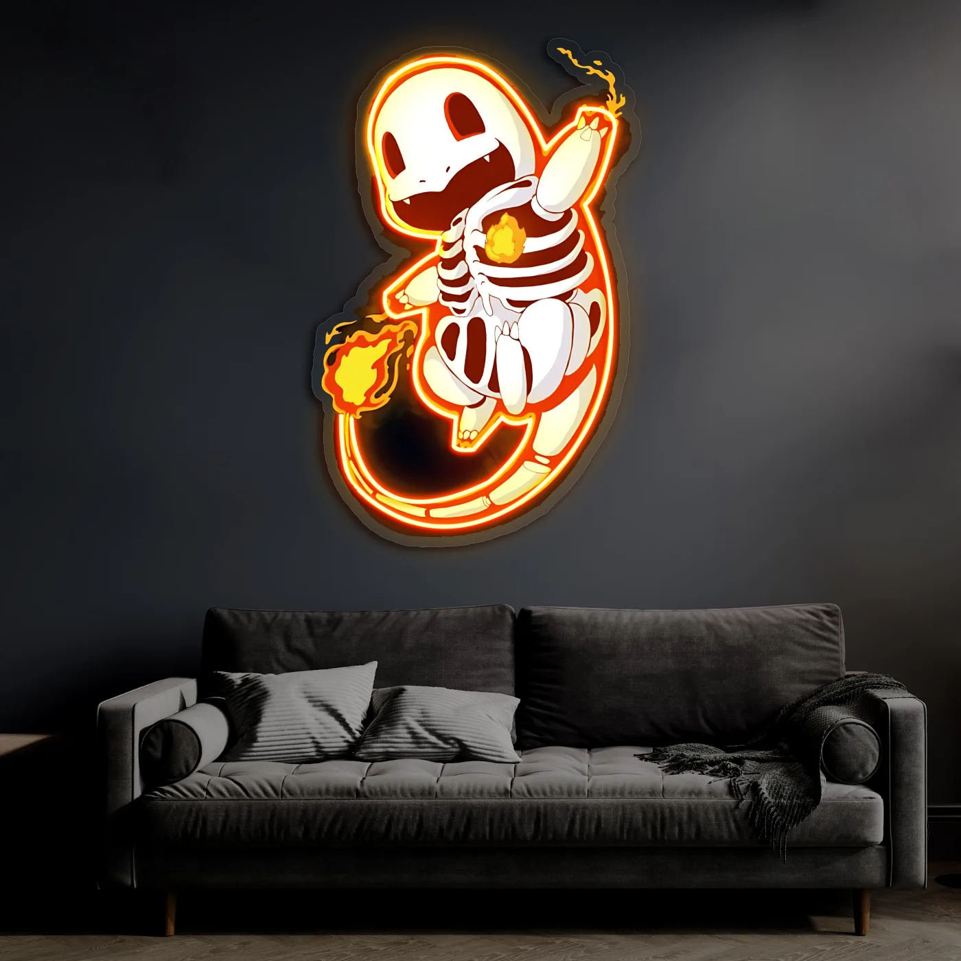 Charmander Neon Duvar Dekoru | Ateş Pokémon LED Işıklı Tablo | Anime ve Oyun Odası Dekoru | UV Baskı Pleksi Neon — görsel 6