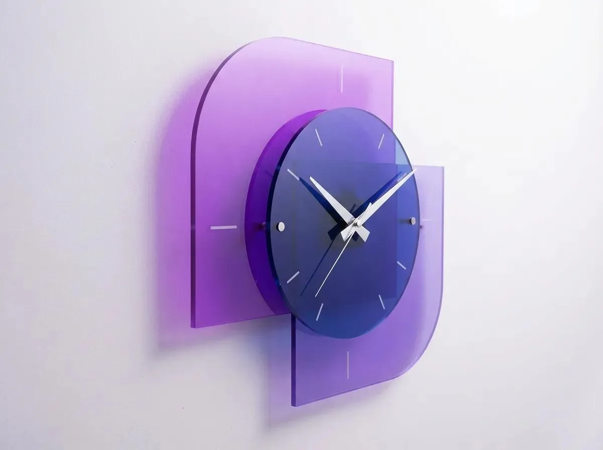 Viora | 3 Katmanlı Pleksi Duvar Saati 40 cm | UV Baskılı Modern Dekoratif Saat — görsel 4