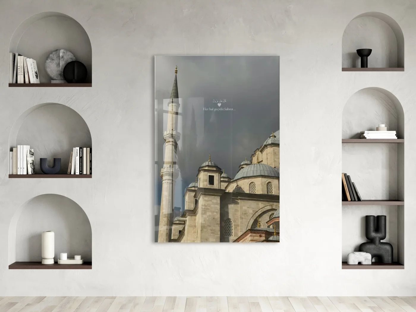 Her Hal Geçicidir Sabret Yazılı Cami Cam Tablo - PeonyDini153 — görsel 3