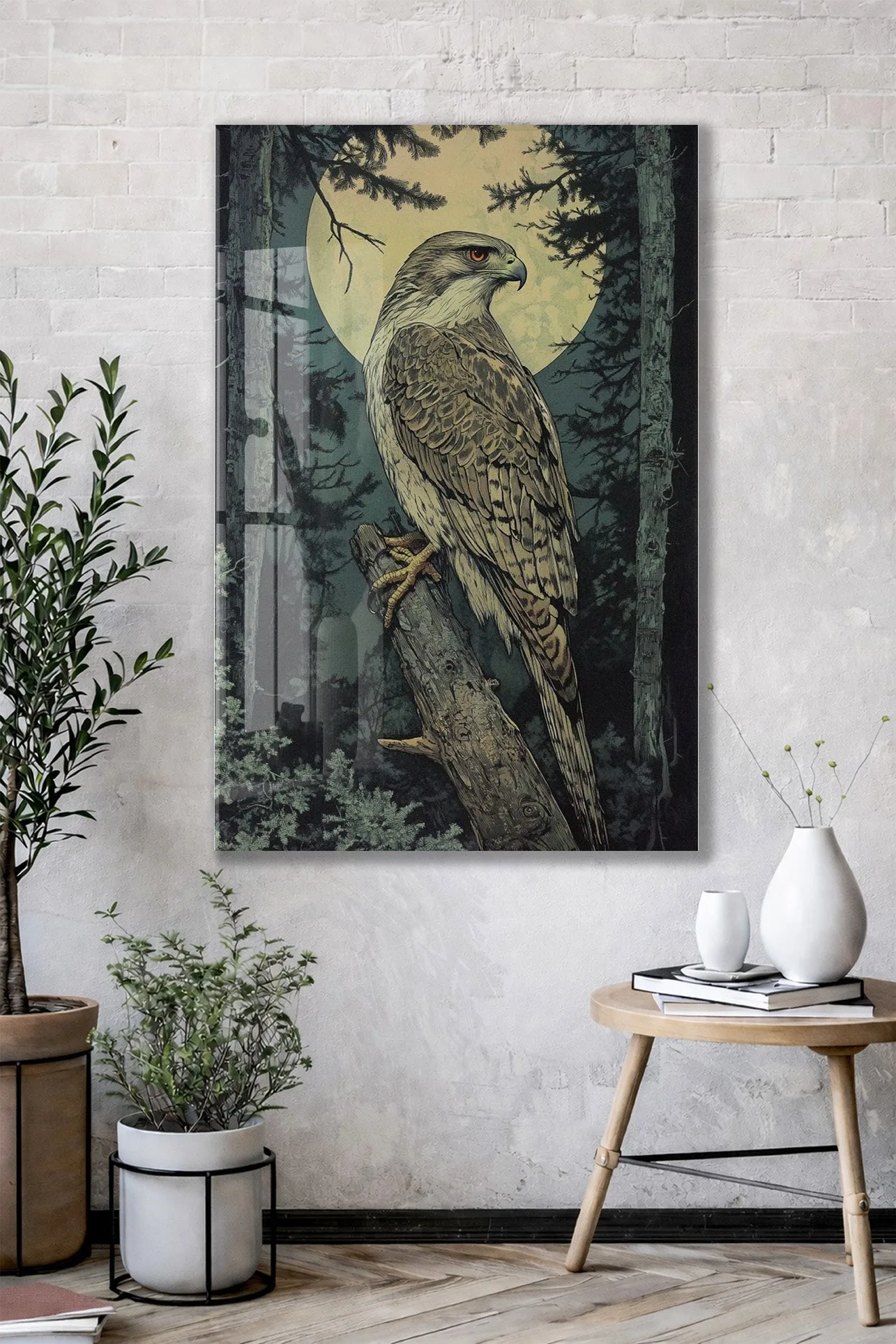 Gece Ormanında Yırtıcı Kuş Poster – Doğa ve Vahşi Yaşam Dekoru - Peony114 — görsel 2