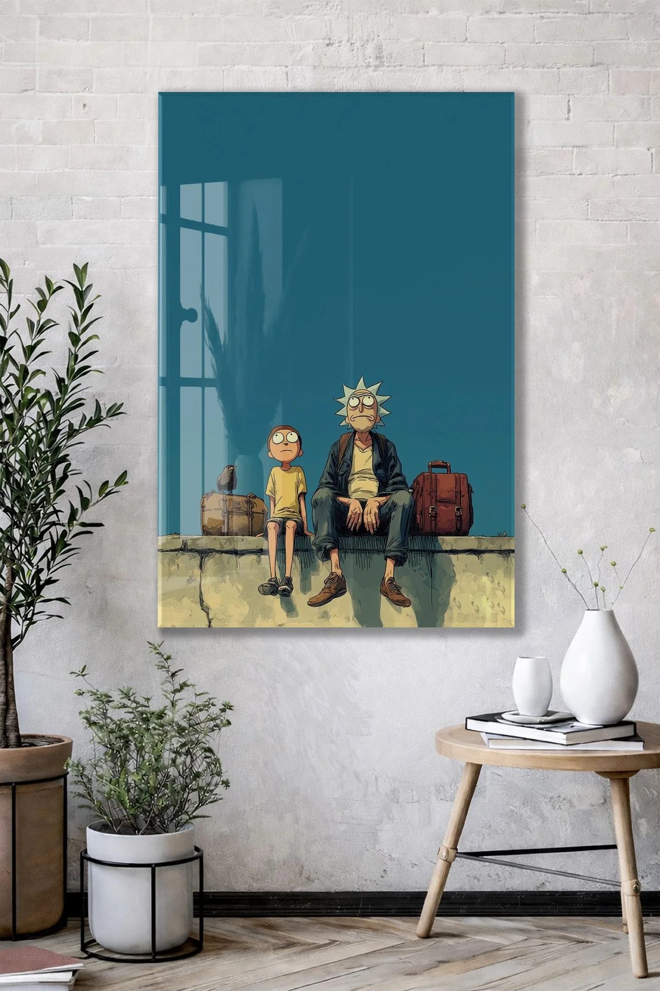 Rick and Morty Bavullu Sahne – Bilim Kurgu Cam Duvar Dekoru - Peony131 — görsel 2