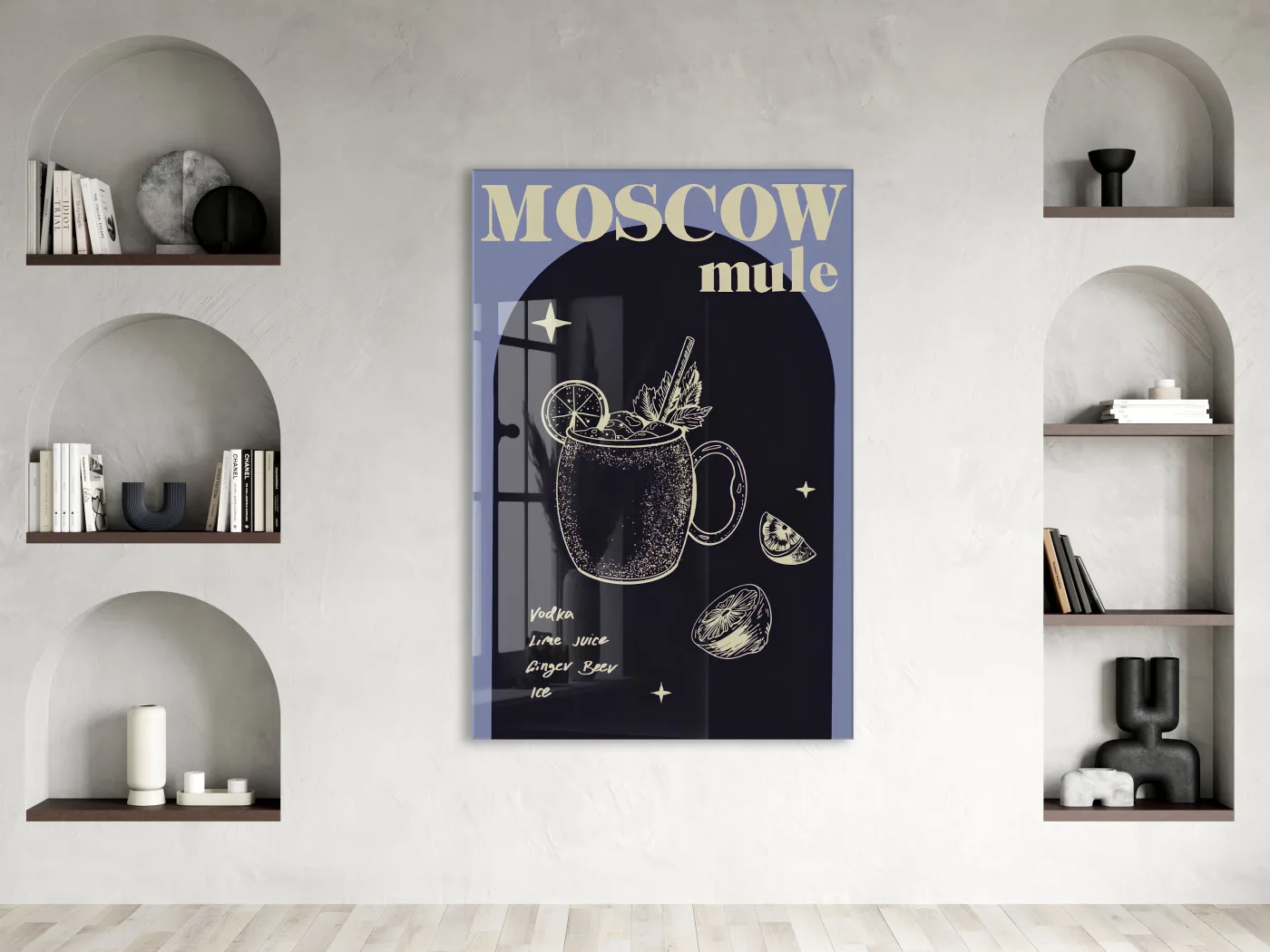 Moscow Mule Kokteyl Cam Tablo | Modern Mutfak ve Bar Dekoru UV Baskılı Temperli Cam - Peony143 — görsel 2