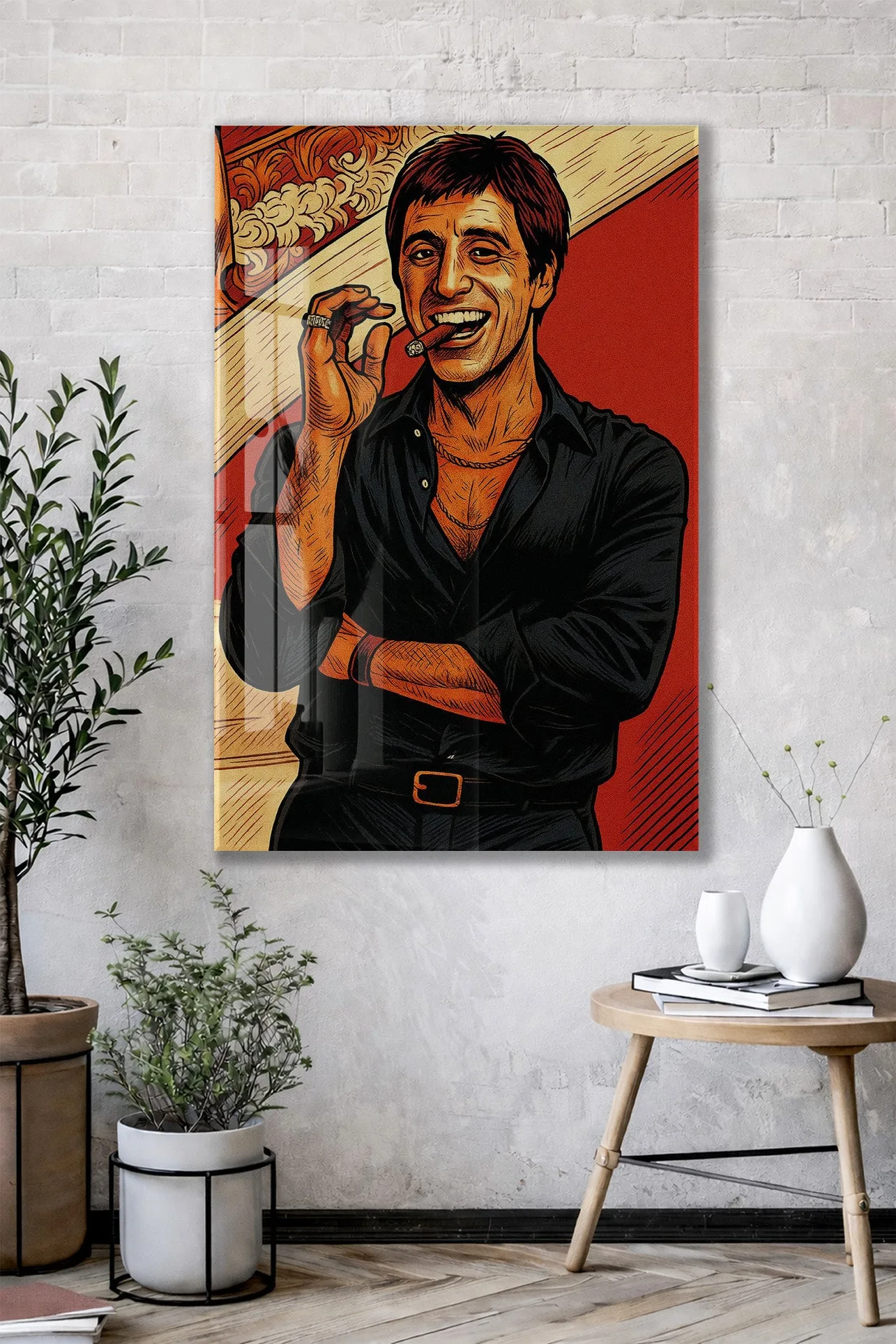 Tony Montana Cigar Art – Gangster Film Temalı Cam Tablo - Peony112 — görsel 2