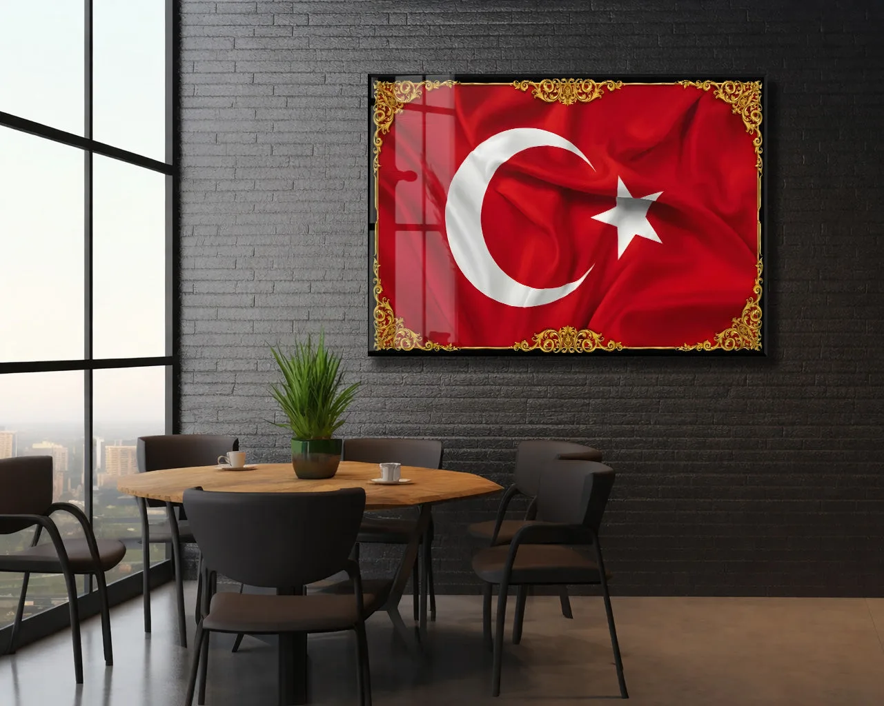 Türk Bayrağı Cam Tablo | 4 mm Temperli UV Baskılı Duvar Tablosu -PeonyAta1320 — görsel 5