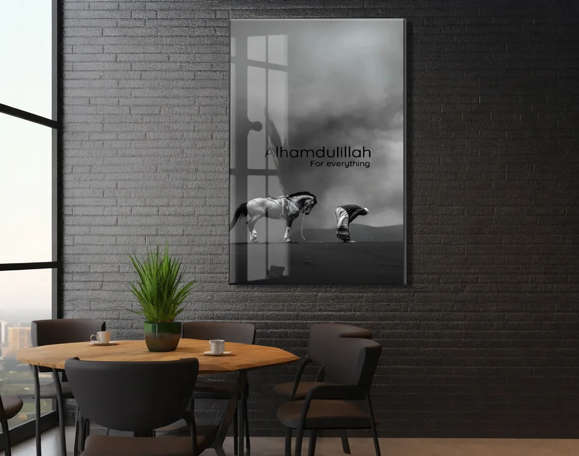 Alhamdulillah Cam Tablo – Modern İslami Şükür Temalı Duvar Dekoru - PeonyDini150 — görsel 4