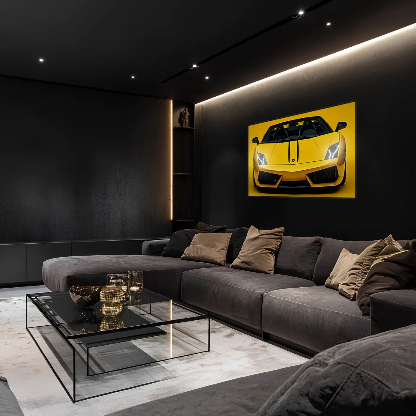 Sarı Lamborghini Tarzı UV Baskı Neon Duvar Dekoru | Pleksi Işıklı Spor Araba Tablo | Gamer Room Duvar Sanatı — görsel 3
