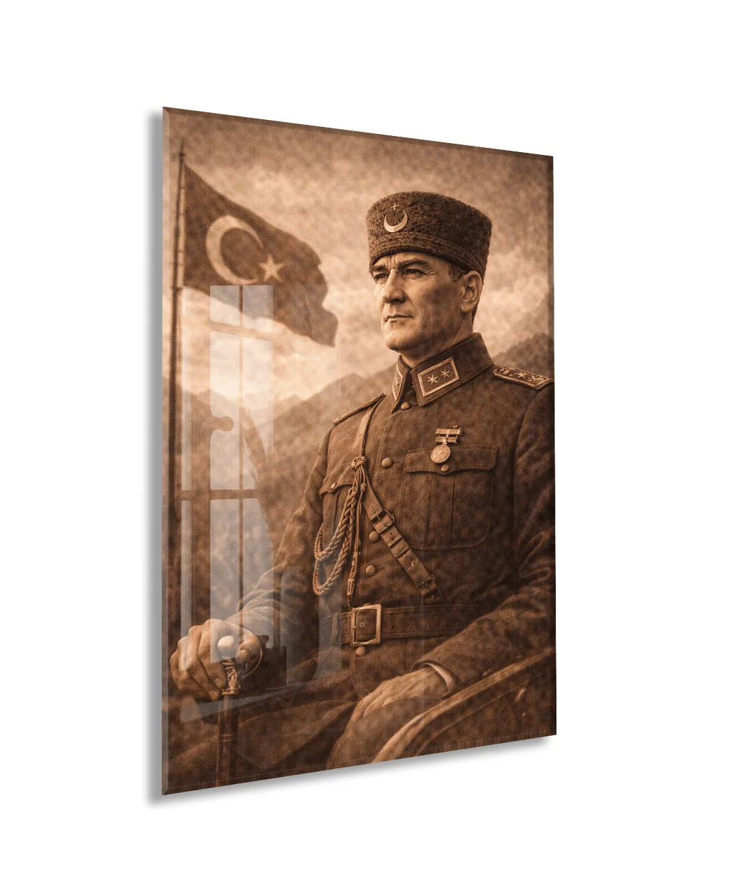 Mustafa Kemal Atatürk Cam Tablo - PeonyAta033 — görsel 1