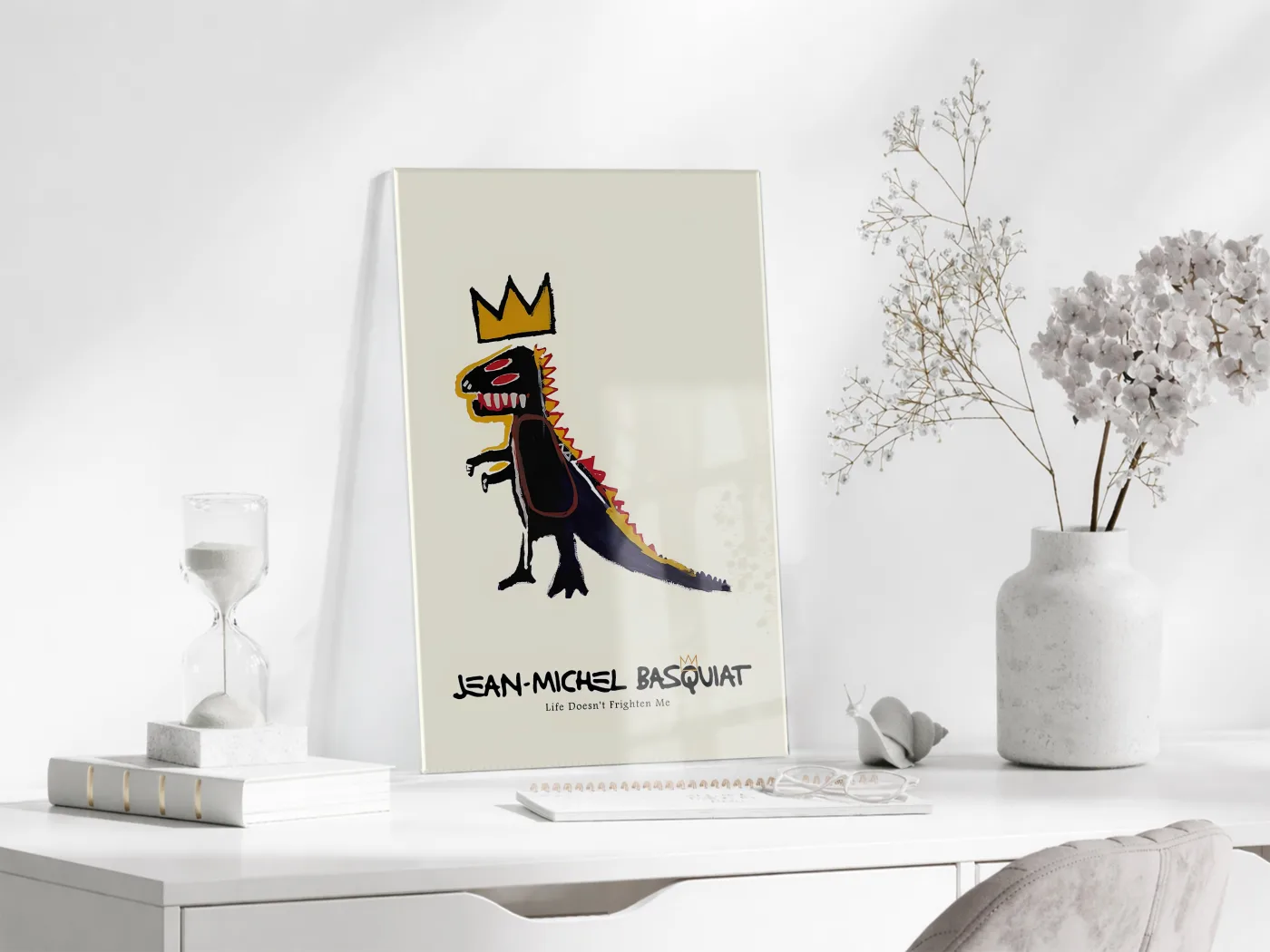 Basquiat Tarzı Dinozor Cam Tablo | Pop Art UV Baskılı Temperli Cam Duvar Dekoru - Peony161 — görsel 3