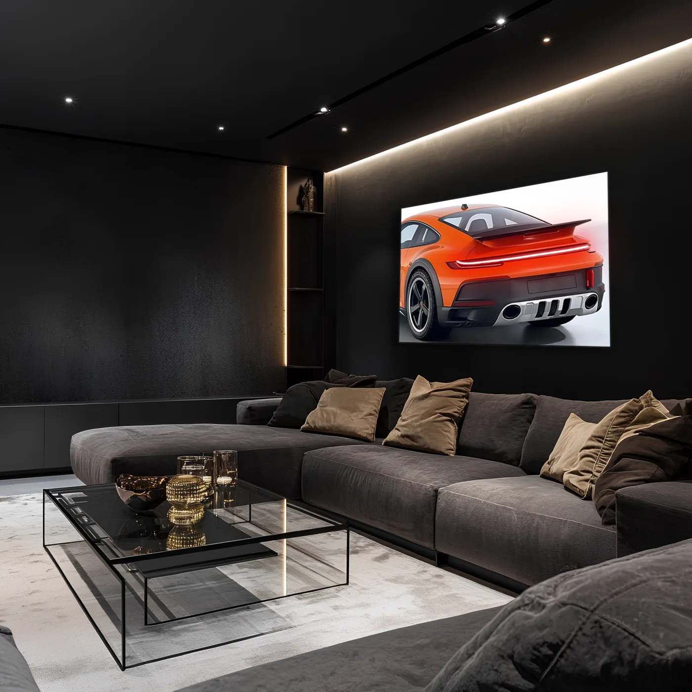 Turuncu GT Tarzı Spor Araba UV Baskı Neon Duvar Dekoru | Pleksi Işıklı Duvar Tablosu | Modern Ev ve Ofis Dekoru — görsel 3
