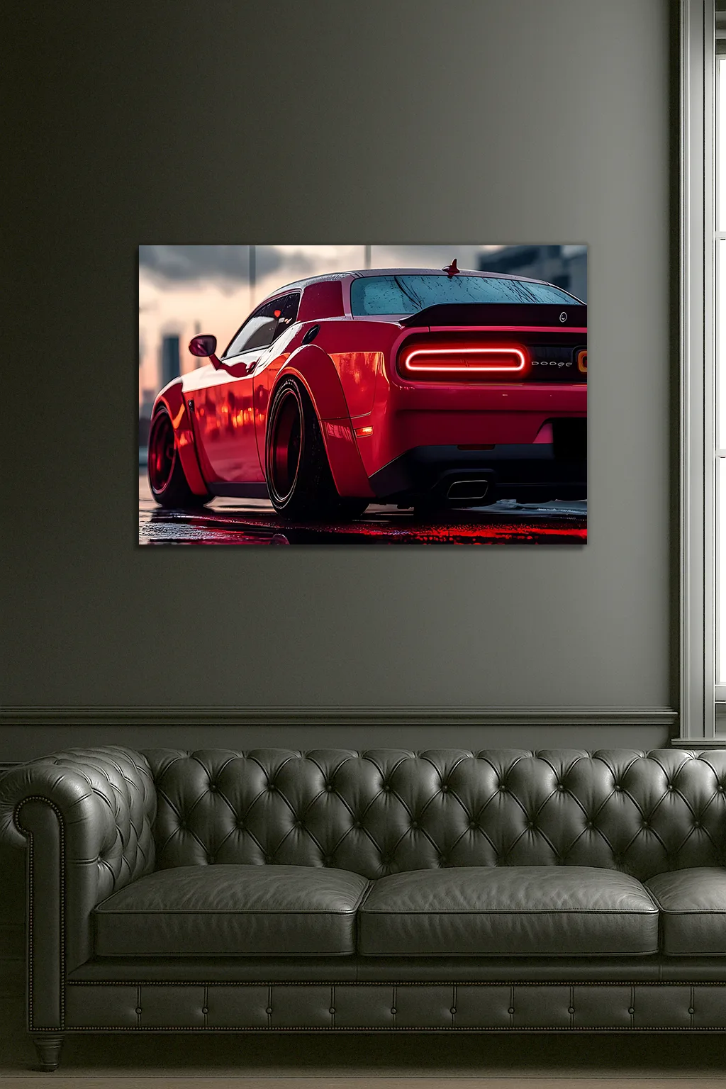 Kırmızı Muscle Car UV Baskı Neon Duvar Dekoru | Pleksi Işıklı Spor Araba Tablo | Modern Ev ve Ofis Dekoru — görsel 6