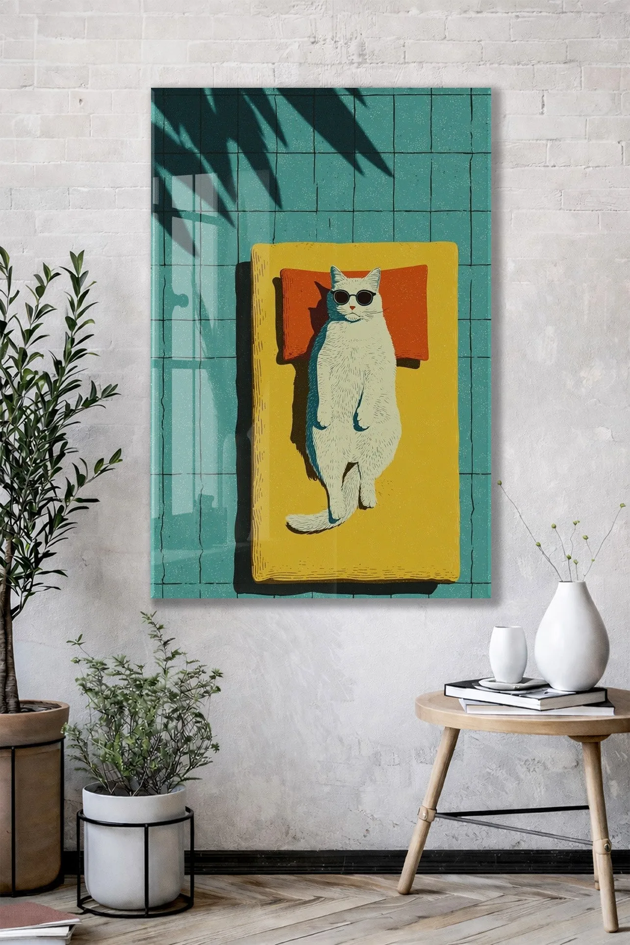 Güneşlenen Gözlüklü Kedi Duvar Tablosu – Modern ve Eğlenceli Tasarım - Peony124 — görsel 2