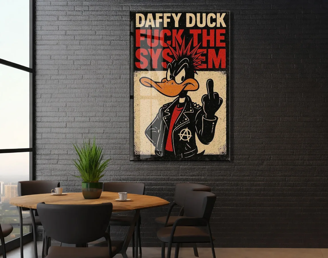 Daffy Duck Fuck The System Cam Tablo – Punk Temalı Duvar Dekorasyonu - Peony109 — görsel 6