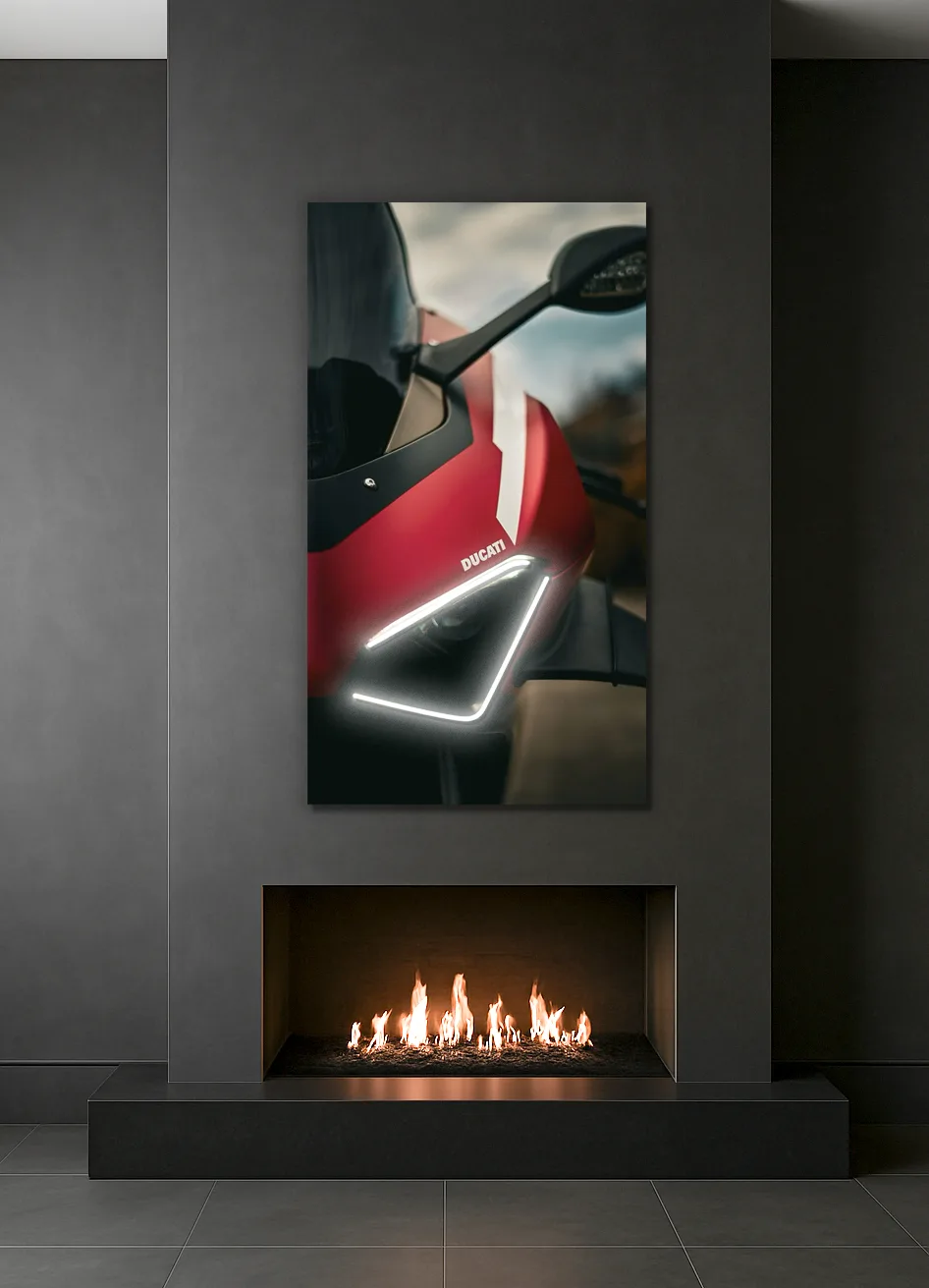 Kırmızı Spor Motosiklet UV Baskı Neon Duvar Dekoru | Pleksi Üzeri LED Işıklı Tablo | Modern Motor Duvar Sanatı — görsel 1