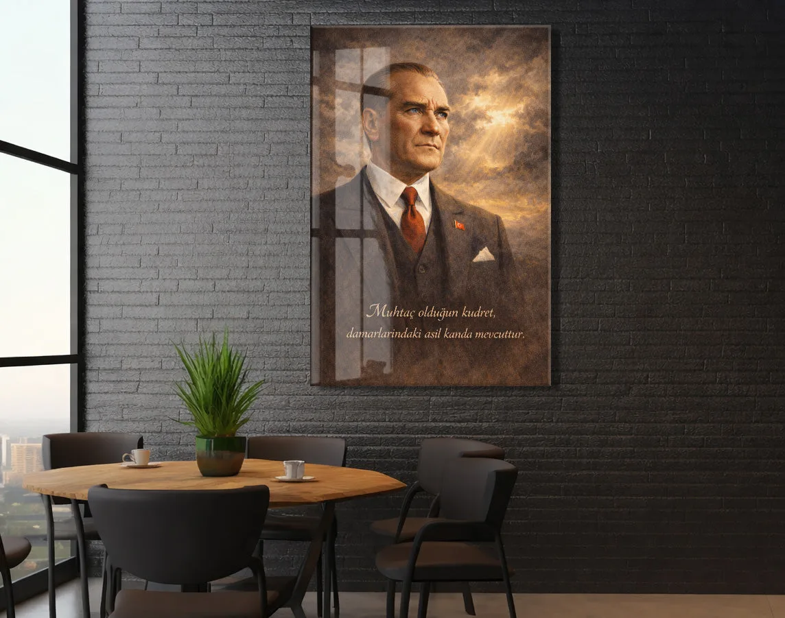 Mustafa Kemal Atatürk Cam Tablo- PeonyAta008 — görsel 5