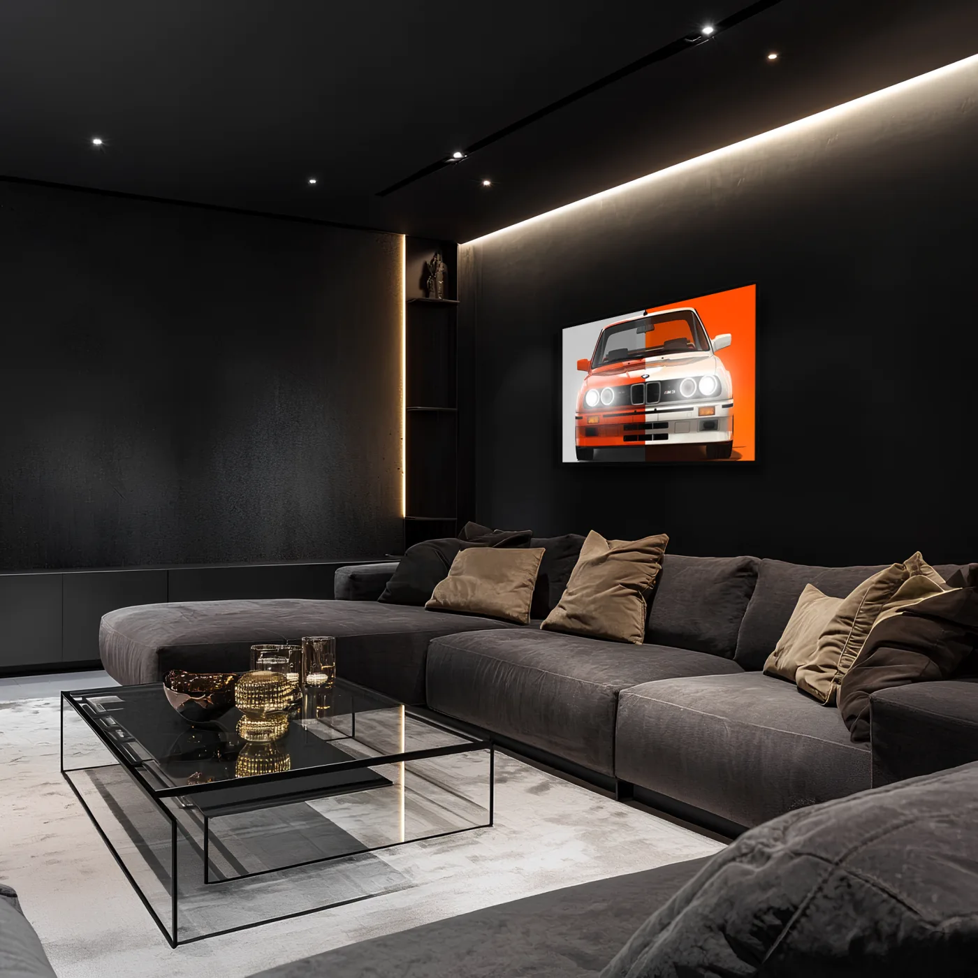 E30 BMW M Tarzı UV Baskı Neon Duvar Dekoru | Klasik Araba Pleksi Işıklı Tablo | Gamer Room Duvar Sanatı — görsel 3