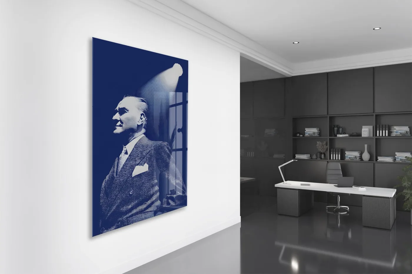 Atatürk Portre Temperli Cam Tablo – Lacivert Modern Tasarım-PeonyAta1339 — görsel 5
