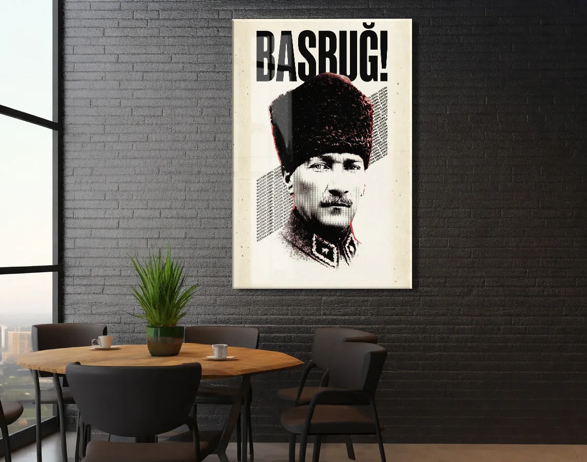 Başbuğ Mustafa Kemal Atatürk Cam Tablo – Modern Tipografik Atatürk Portre Duvar Dekoru -PeonyAta070 — görsel 6