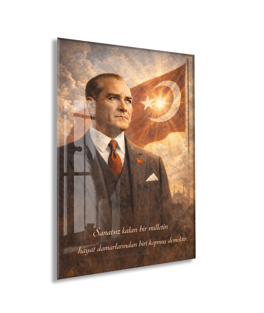Mustafa Kemal Atatürk Cam Tablo- PeonyAta011 — görsel 1