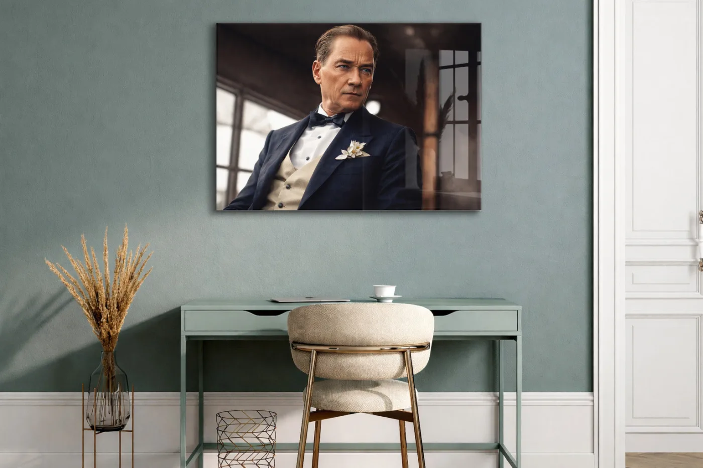 Modern Mustafa Kemal Atatürk Portre Cam Tablo | Premium UV Baskılı Temperli Cam -PeonyAta1323 — görsel 2
