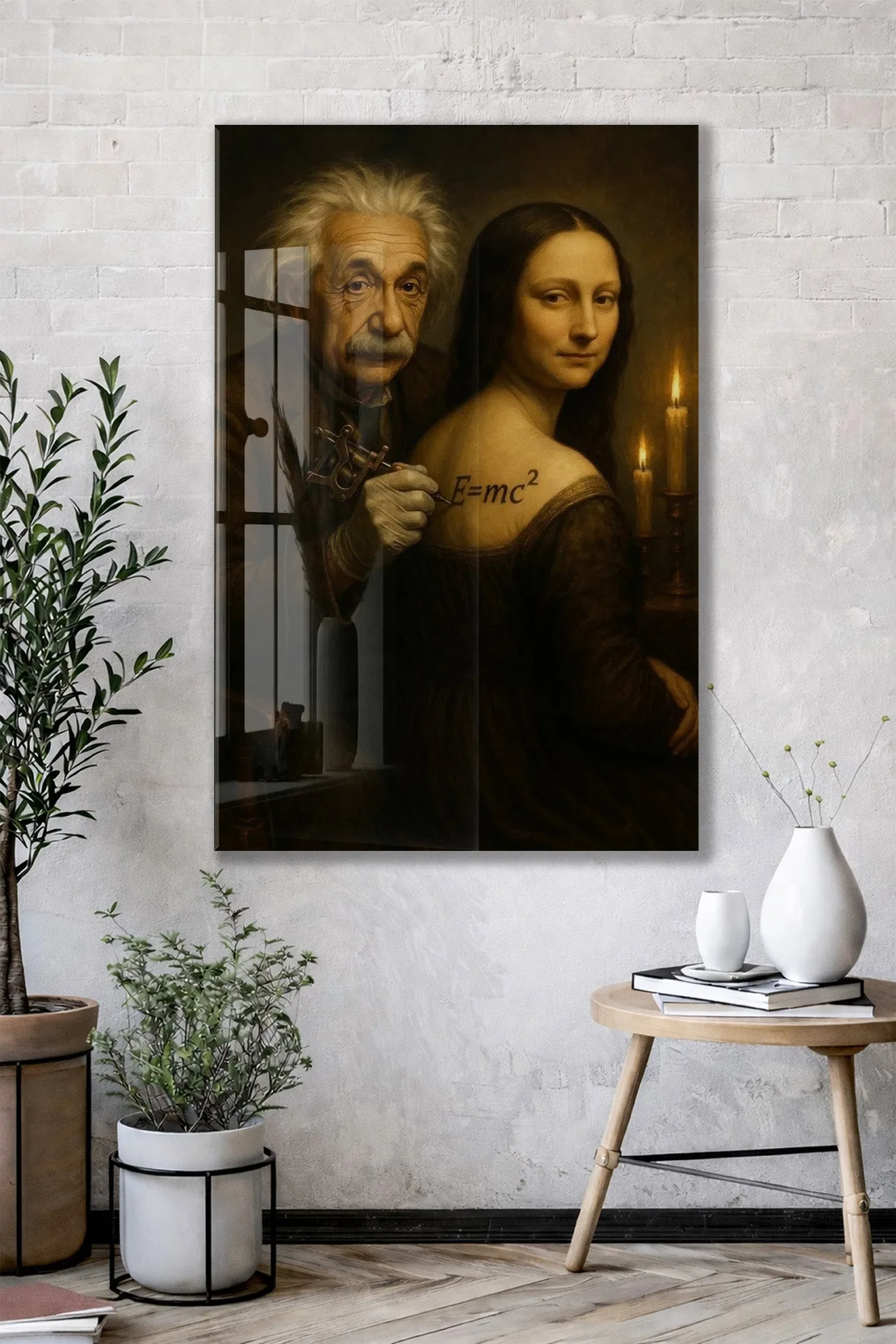 Modern Rönesans Cam Tablo – Bilimsel ve Sanatsal Duvar Dekoru - Peony090 — görsel 2