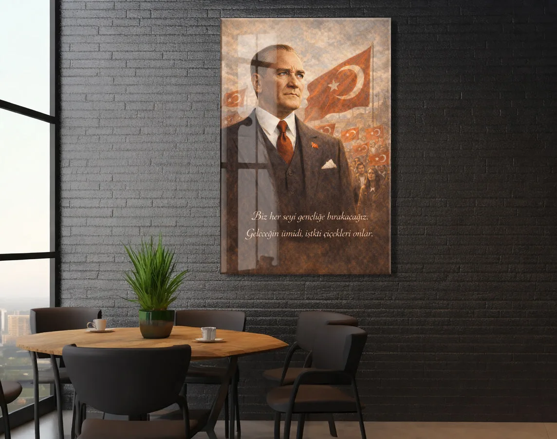 Mustafa Kemal Atatürk Cam Tablo - PeonyAta012 — görsel 5