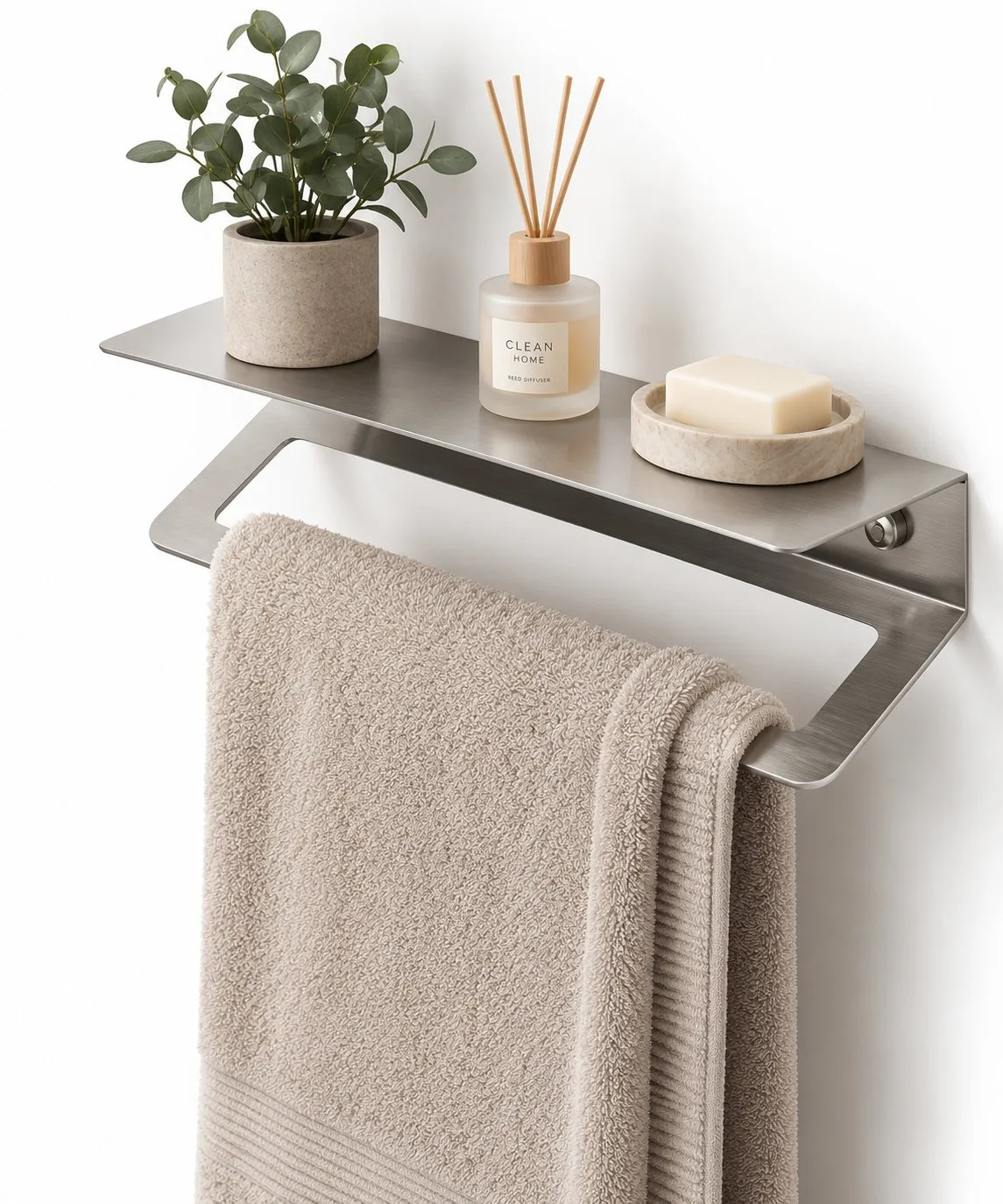 Vetra | Paslanmaz Çelik Havluluk ve Banyo Duvar Rafı – 40 cm Fırçalı Metal Modern Raflı Havlu Askısı — görsel 2