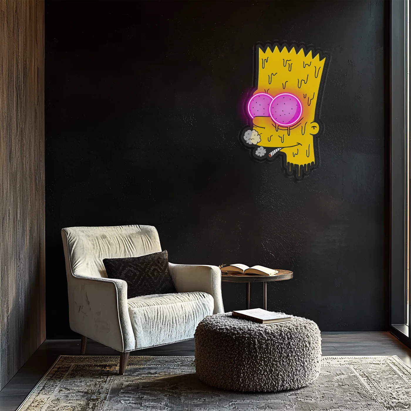 Bart Simpson Neon Duvar Dekoru | Renkli UV Baskı Pleksi LED Tablo | Oyun Odası ve Modern Ev Dekoru İçin Işıklı Sanat Eseri — görsel 5
