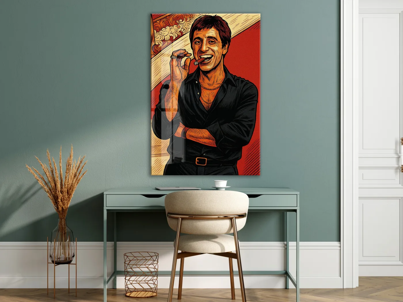 Tony Montana Cigar Art – Gangster Film Temalı Cam Tablo - Peony112 — görsel 7