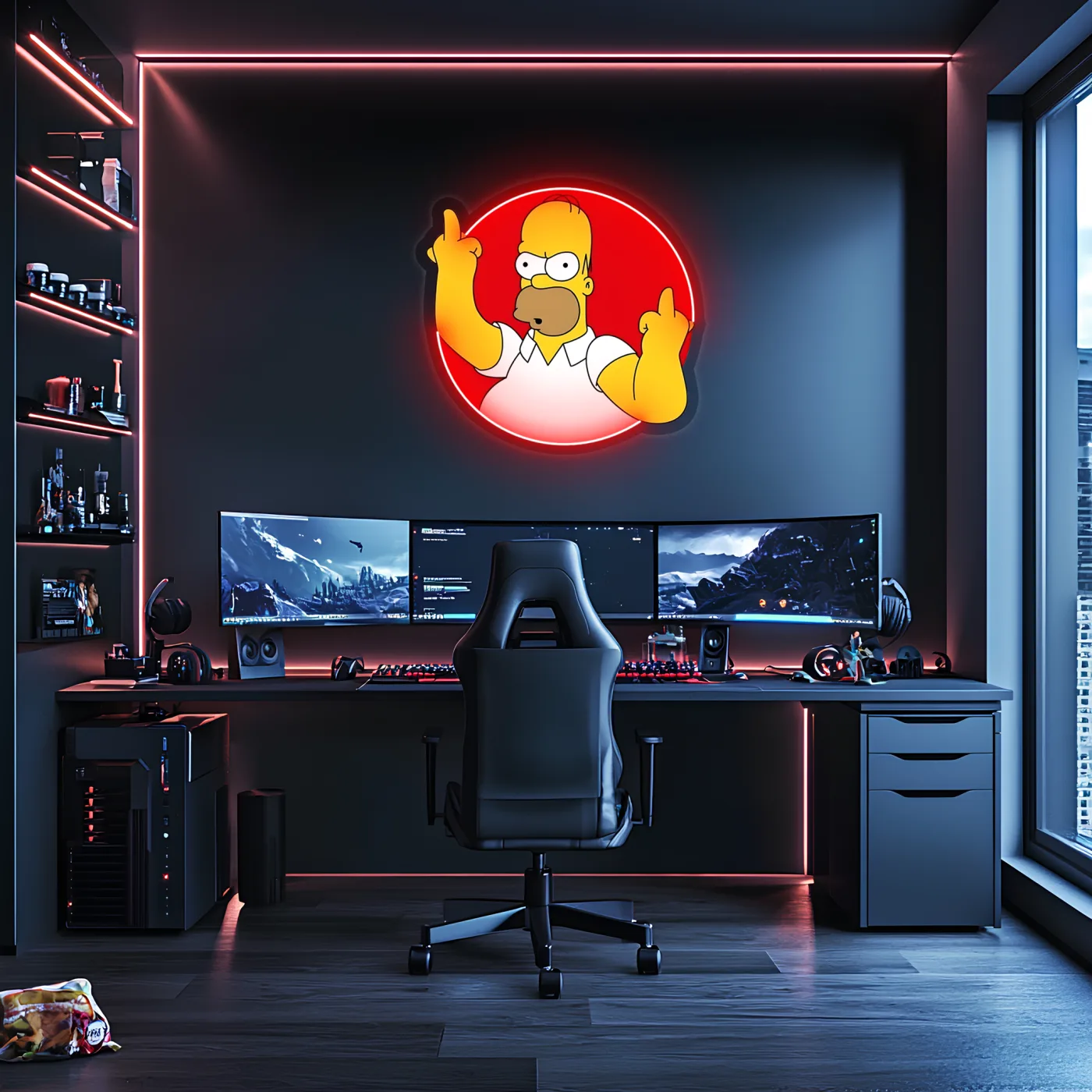 Simpson Neon Duvar Dekoru | Mizahi Işıklı Pleksi Tablo | Eğlenceli Gamer ve Bar Oda Dekoru — görsel 4