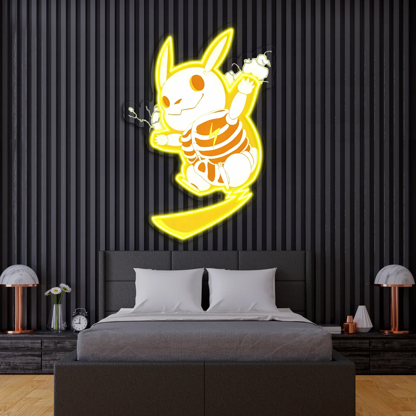 Pika Neon Duvar Dekoru | Sarı UV Baskı Pleksi LED Tablo | Oyun Odası ve Modern Ev Dekoru İçin Işıklı Sanat — görsel 3
