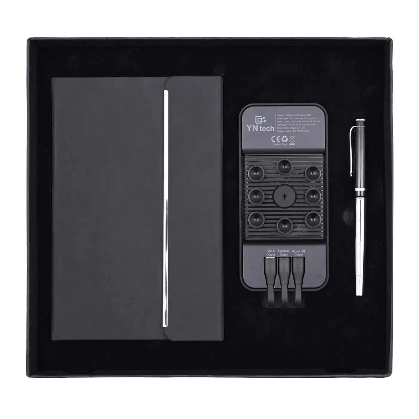 Premium Promosyon Teknolojik Kurumsal Hediye Seti – Wireless Powerbank, Defter ve Metal Roller Kalem — görsel 2