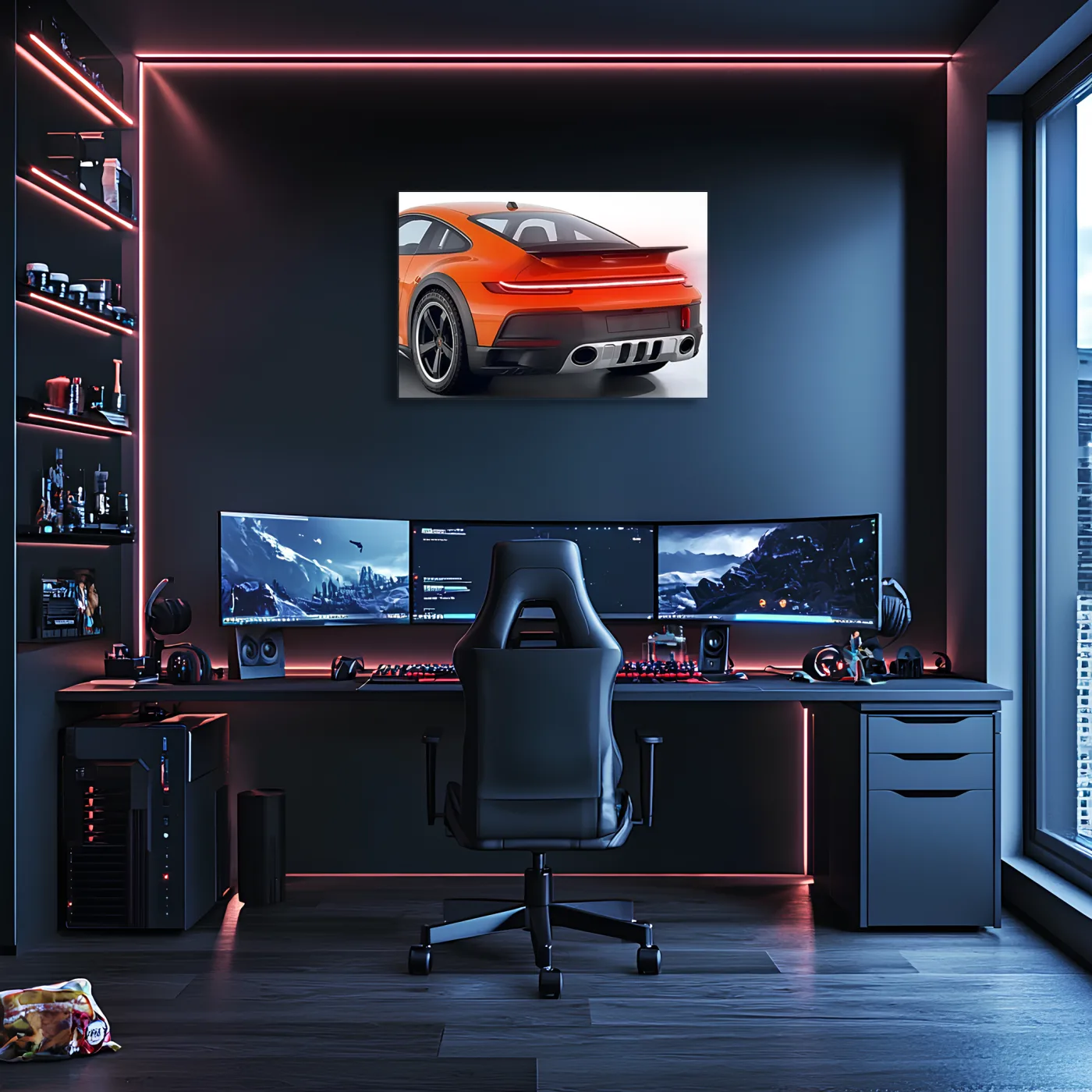 Turuncu GT Tarzı Spor Araba UV Baskı Neon Duvar Dekoru | Pleksi Işıklı Duvar Tablosu | Modern Ev ve Ofis Dekoru — görsel 4