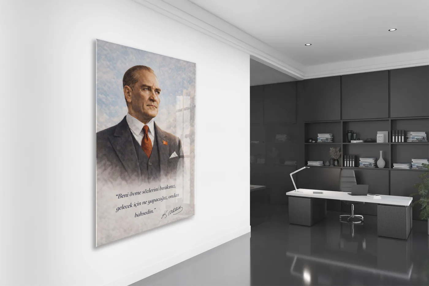Mustafa Kemal Atatürk Cam Tablo - PeonyAta022 — görsel 3