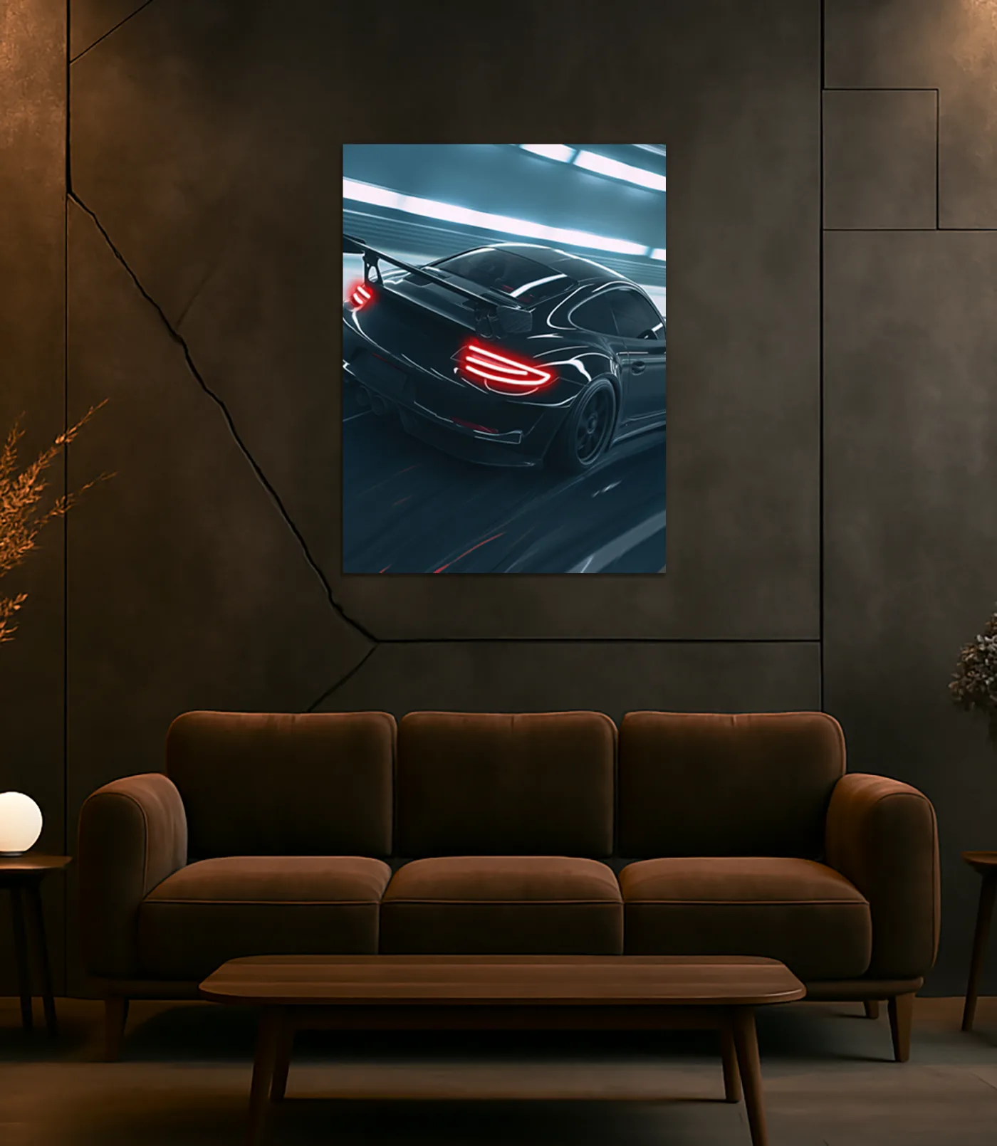 Siyah GT3 Tarzı UV Baskı Neon Duvar Dekoru | Pleksi Işıklı Yarış Araba Tablo | Modern Ev ve Ofis Dekoru — görsel 1
