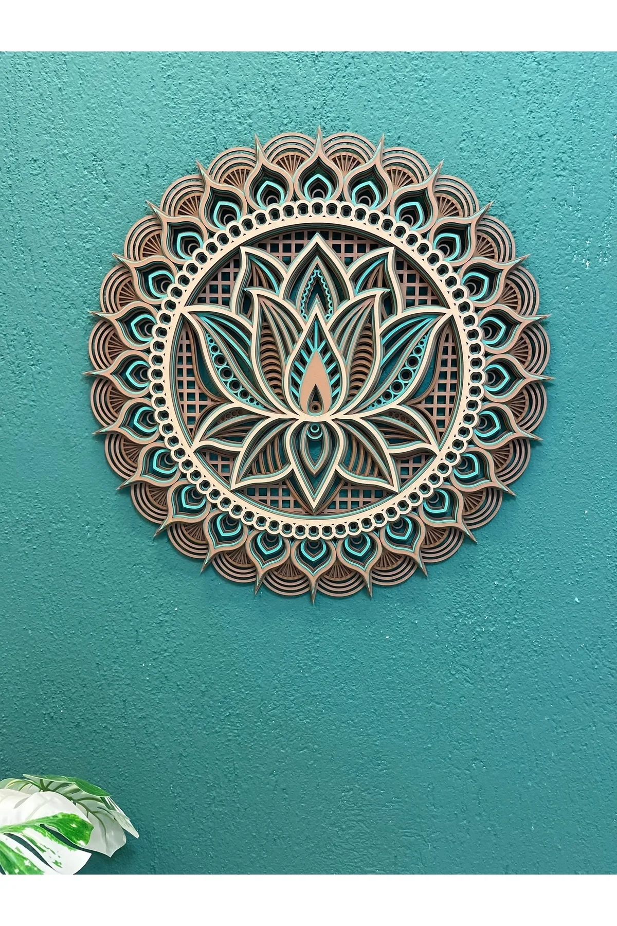 El Yapımı Lotus Çiçeği Ahşap Duvar Dekoru – 5 Katmanlı Mandala — görsel 3