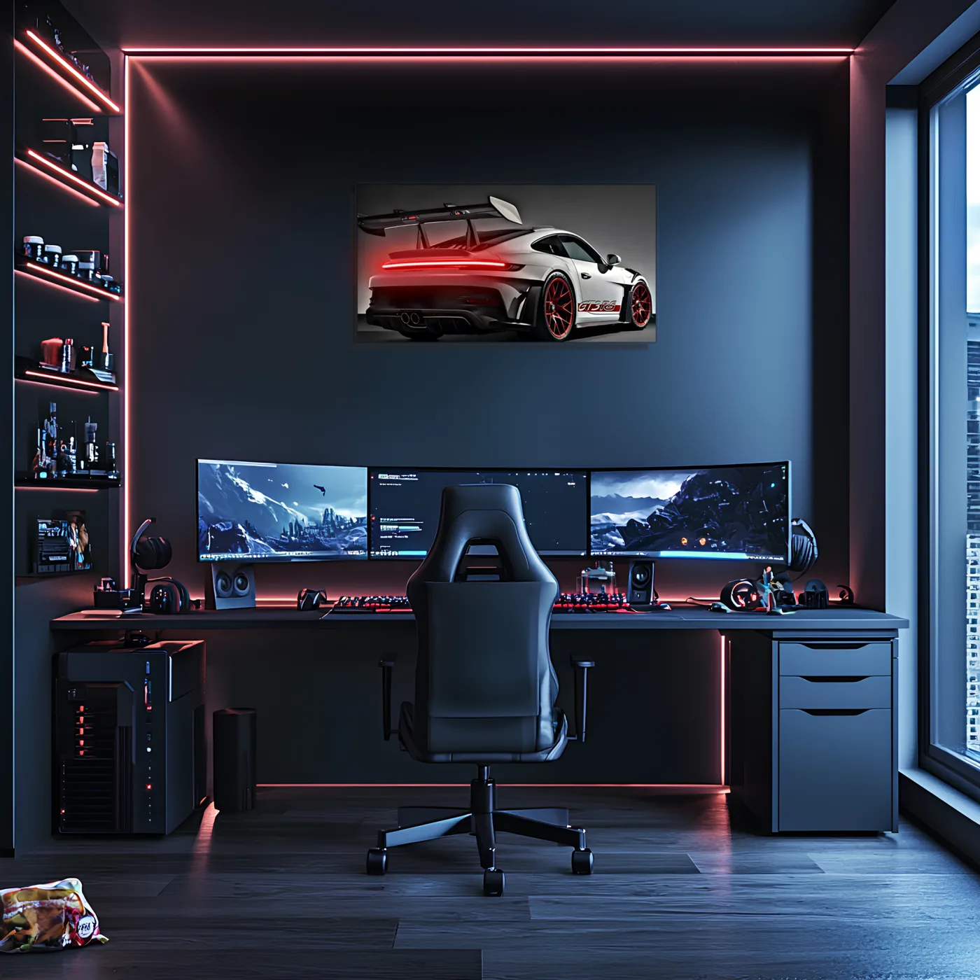 Beyaz GT3 Tarzı Spor Araba UV Baskı Neon Duvar Dekoru | Pleksi Işıklı Tablo | Modern Ev ve Ofis Dekoru — görsel 4