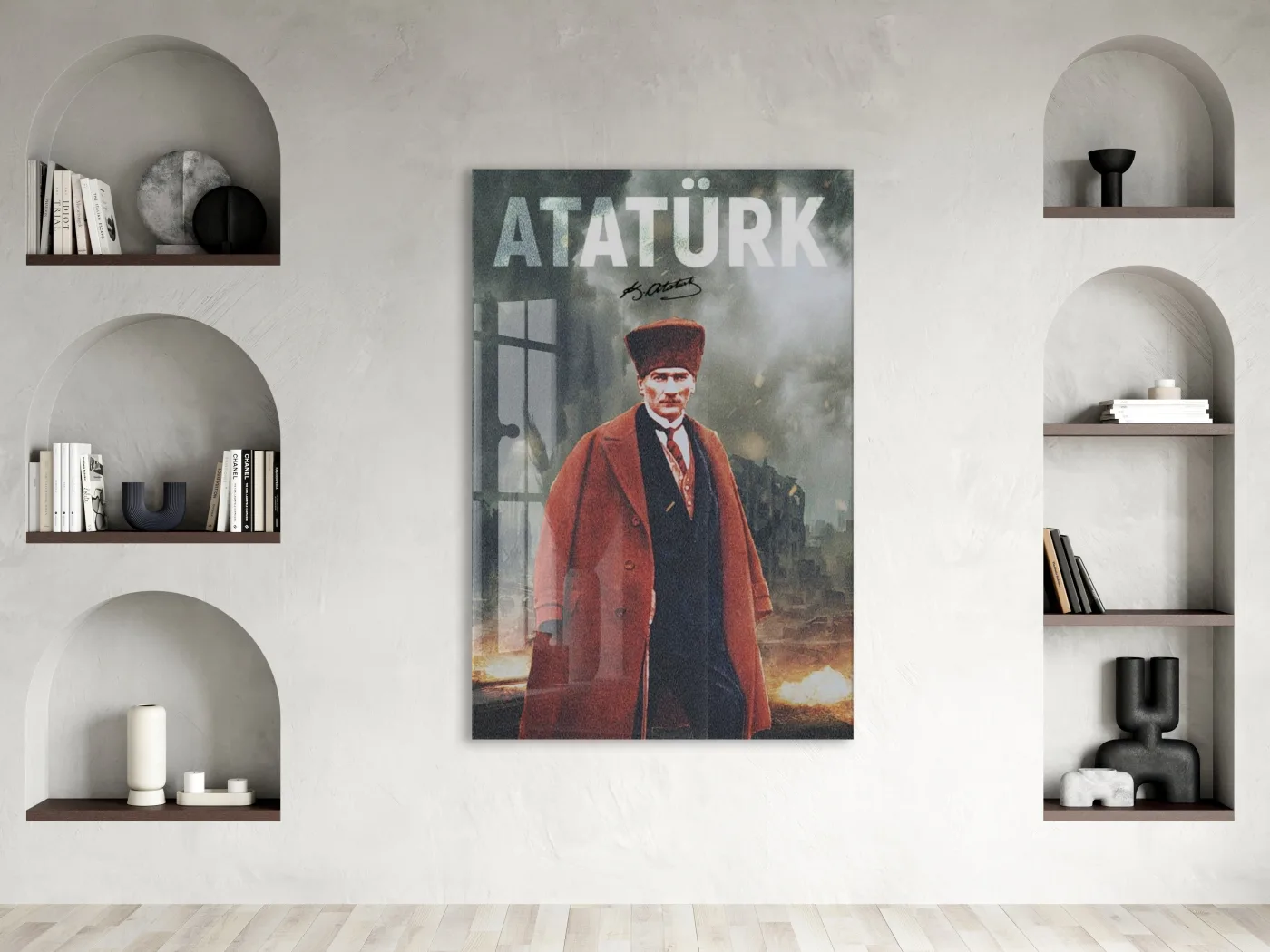Mustafa Kemal Atatürk – Modern Poster Tarzı Cam Duvar Dekoru-PeonyAta078 — görsel 3