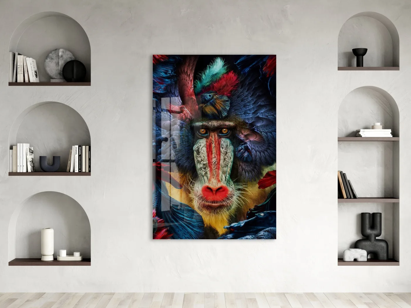Etnik Desenli Maymun Portresi – Modern Dekoratif Tablo - Peony122 — görsel 3