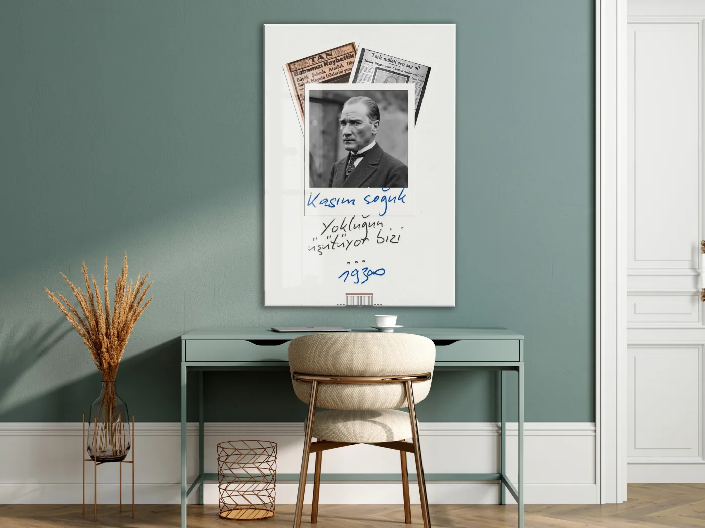 Mustafa Kemal Atatürk 10 Kasım Anma Cam Tablo – Kasım Soğuk Yokluğun Isıtıyor Bizi Tasarım Duvar Dekoru -PeonyAta075 — görsel 7