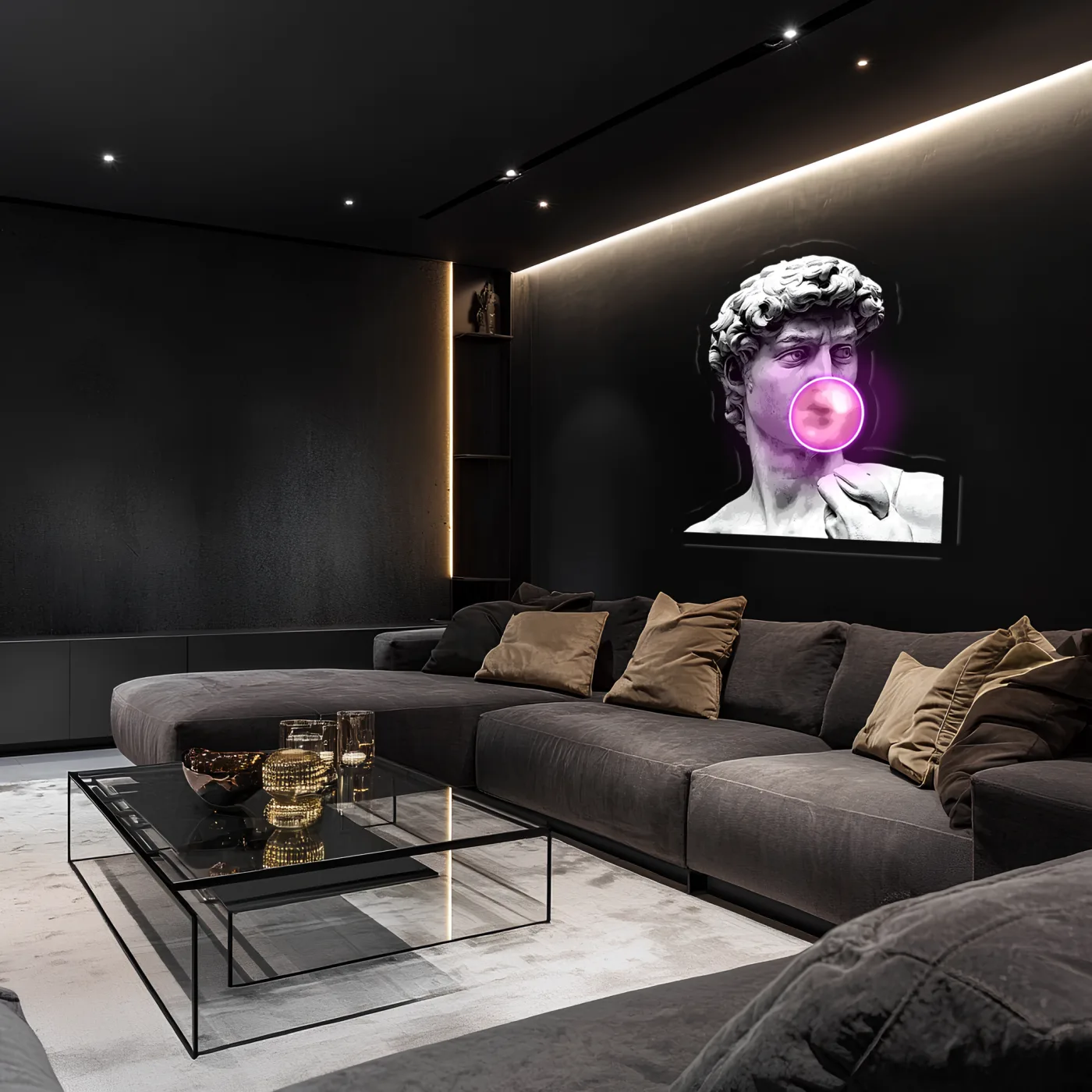 David Neon Duvar Dekoru | Klasik Sanat ve Modern LED Işıklı Tablo | UV Baskı Pleksi Neon | Gaming ve Ev Dekoru — görsel 3