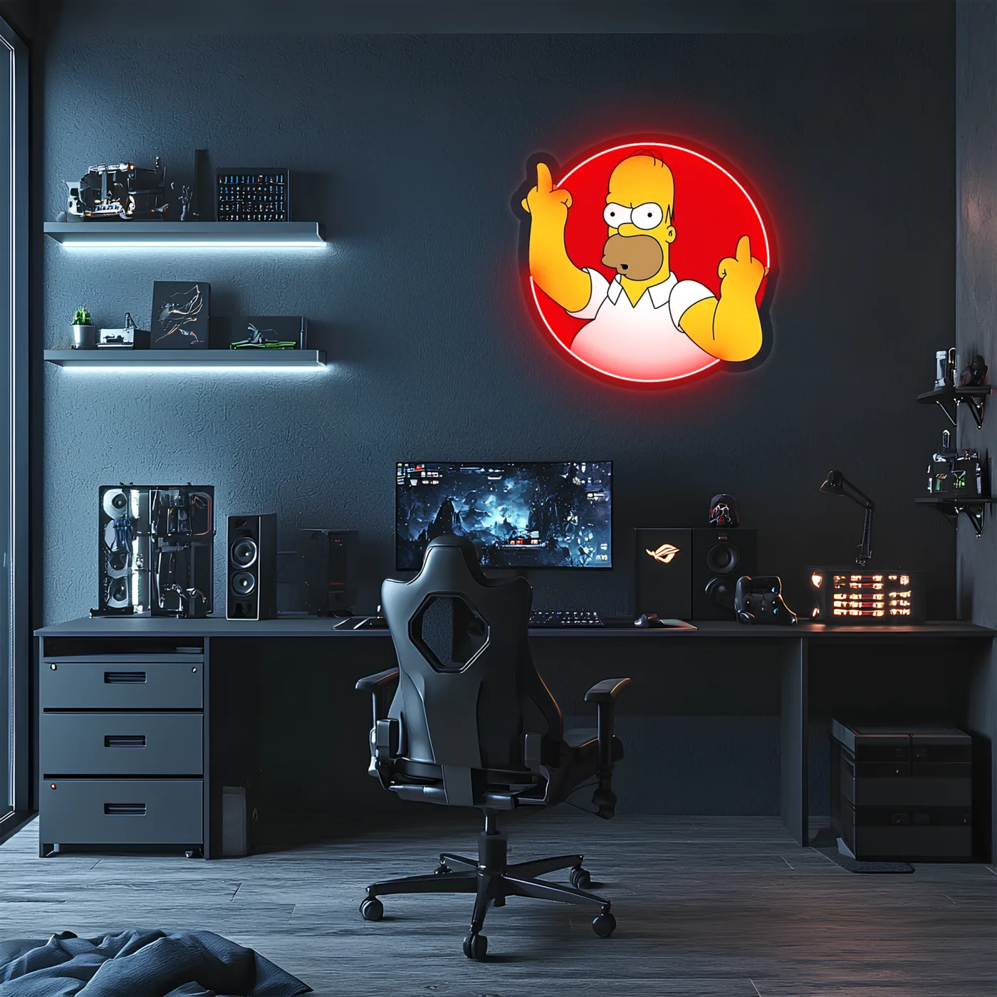 Simpson Neon Duvar Dekoru | Mizahi Işıklı Pleksi Tablo | Eğlenceli Gamer ve Bar Oda Dekoru — görsel 2
