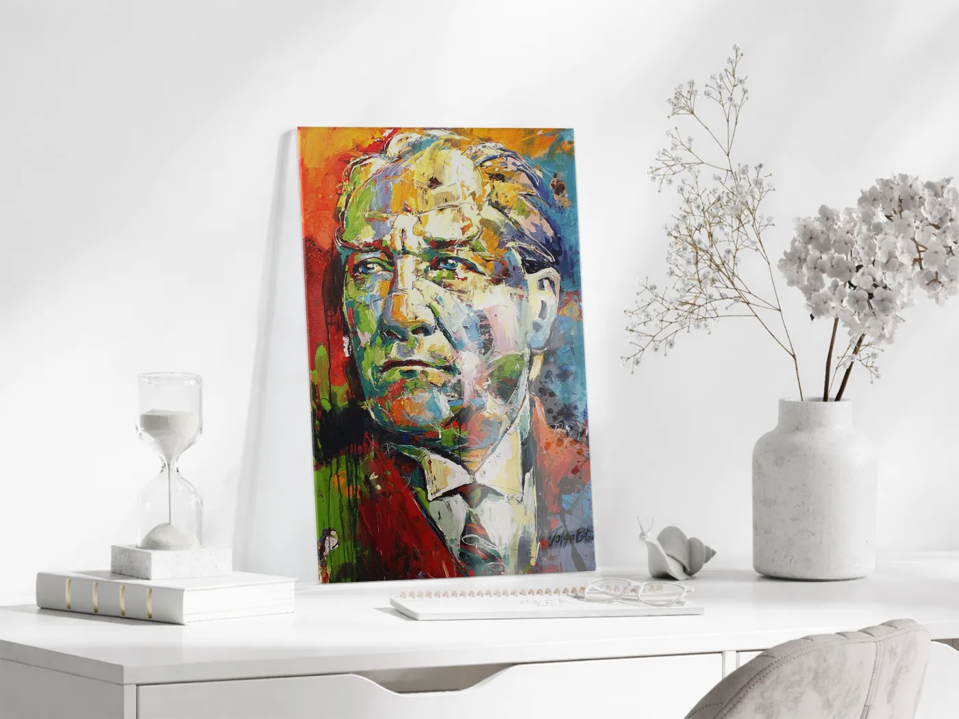 Sanatsal Mustafa Kemal Atatürk Portre Cam Tablo | Premium UV Baskılı Temperli Cam -PeonyAta1328 — görsel 3